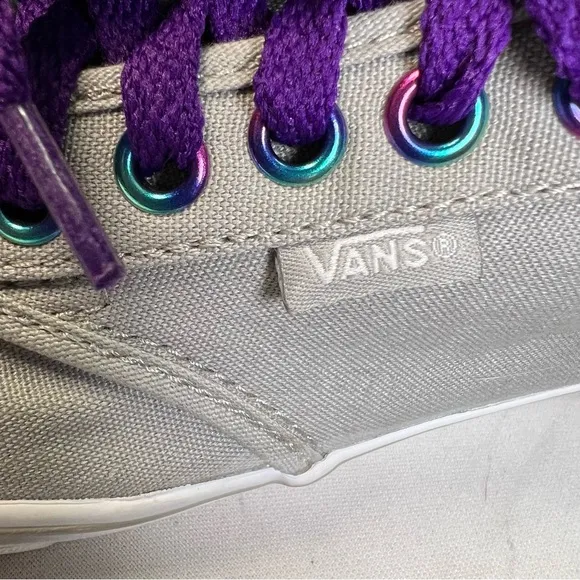 Vans AUTHENTIC Mens Womens Grey Purple Low Top Skateboard Shoes Sz 8 like new