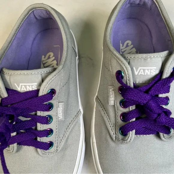 Vans AUTHENTIC Mens Womens Grey Purple Low Top Skateboard Shoes Sz 8 like new