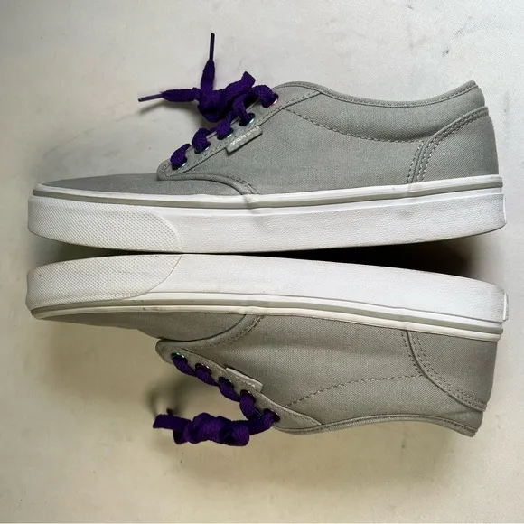 Vans AUTHENTIC Mens Womens Grey Purple Low Top Skateboard Shoes Sz 8 like new
