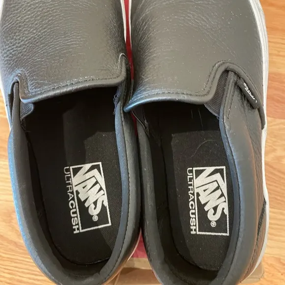Vans Black and White Slip-On Sneakers Ultra Cush