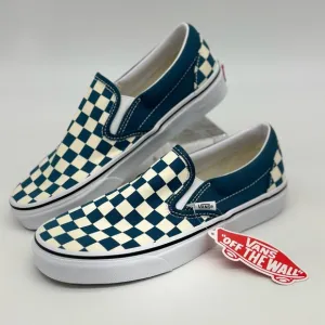 Vans Checkerboard Slip-On Sneakers - Blue and White