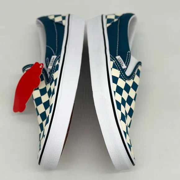 Vans Checkerboard Slip-On Sneakers - Blue and White