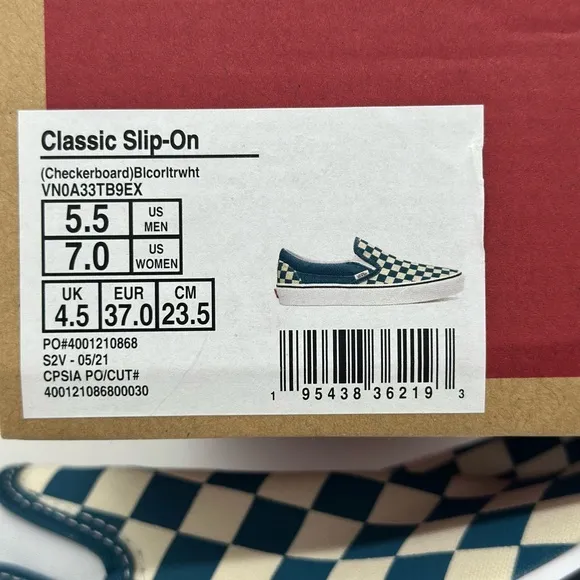 Vans Checkerboard Slip-On Sneakers - Blue and White