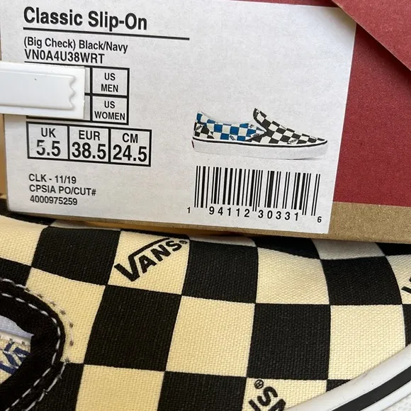 Vans Classic Slip On Big Check Black/Navy sneakers WMNS