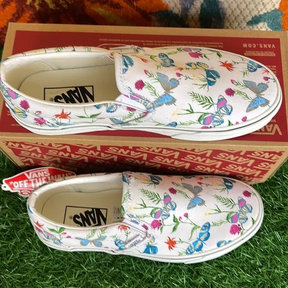 Vans Classic Slip On Butterfly Floral Marshmallow/True White Men’s sneake…