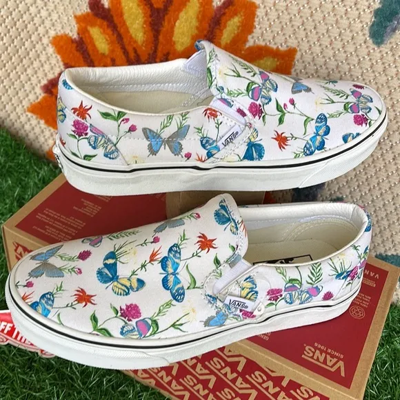 Vans Classic Slip On Butterfly Floral Marshmallow/True White Men’s sneake…