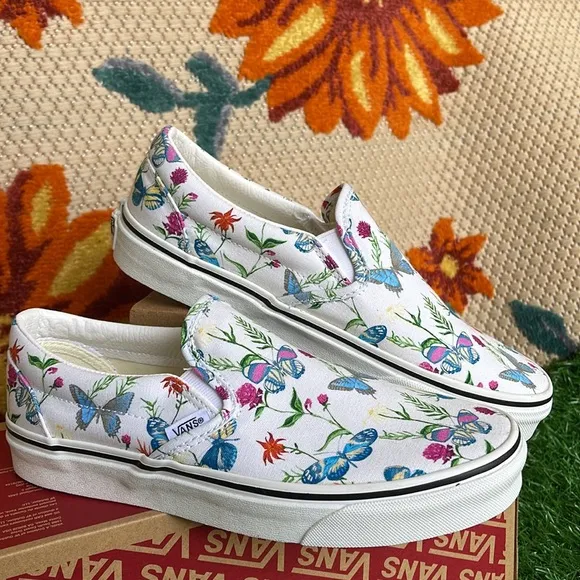 Vans Classic Slip On Butterfly Floral Marshmallow/True White Men’s sneake…