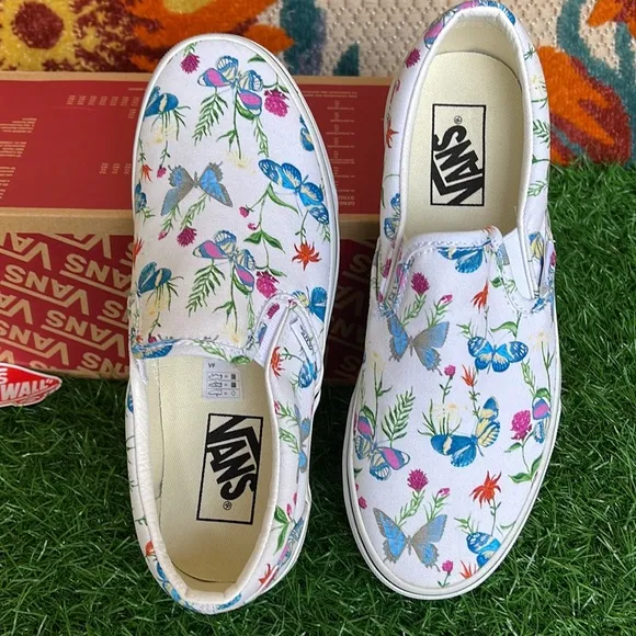 Vans Classic Slip On Butterfly Floral Marshmallow/True White Men’s sneake…