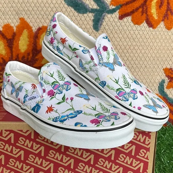 Vans Classic Slip On Butterfly Floral Marshmallow/True White Men’s sneake…