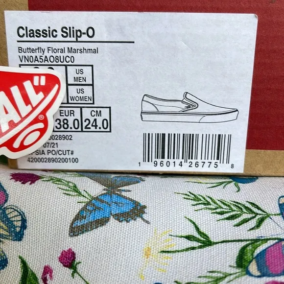 Vans Classic Slip On Butterfly Floral Marshmallow/True White Men’s sneake…