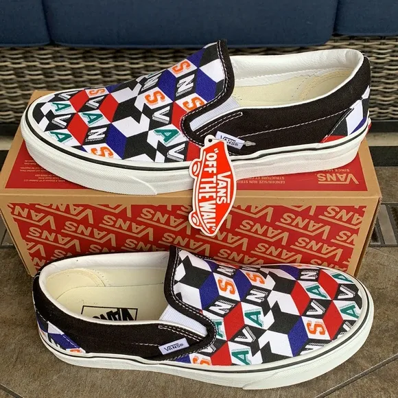 VANS CLASSIC SLIP ON CHECKER CUBE MULTI/TRWHT MENS