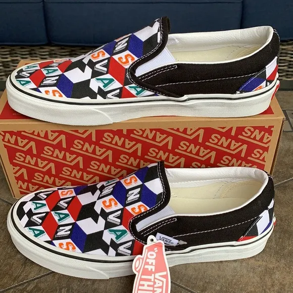 VANS CLASSIC SLIP ON CHECKER CUBE MULTI/TRWHT MENS