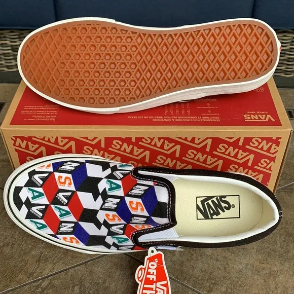 VANS CLASSIC SLIP ON CHECKER CUBE MULTI/TRWHT MENS
