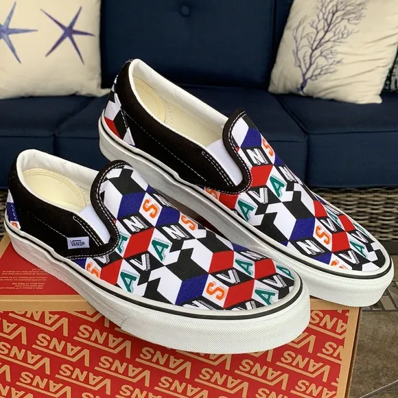 VANS CLASSIC SLIP ON CHECKER CUBE MULTI/TRWHT MENS
