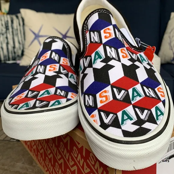 VANS CLASSIC SLIP ON CHECKER CUBE MULTI/TRWHT MENS