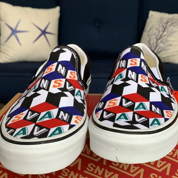 VANS CLASSIC SLIP ON CHECKER CUBE MULTI/TRWHT MENS