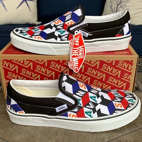 VANS CLASSIC SLIP ON CHECKER CUBE MULTI/TRWHT MENS