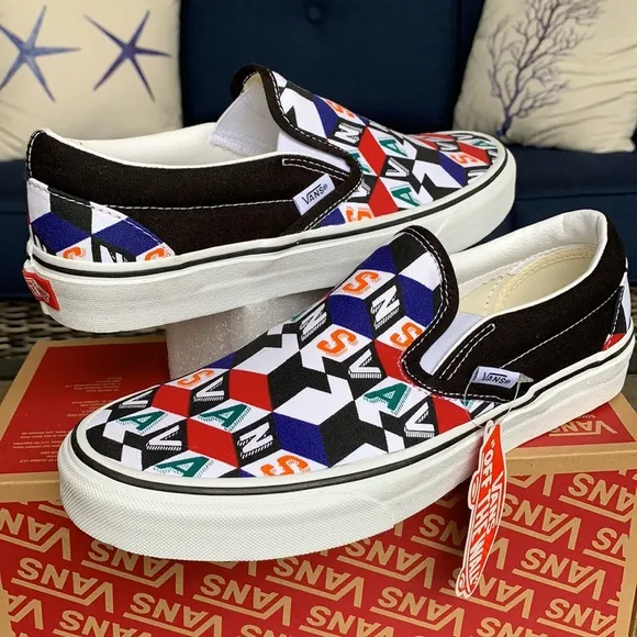 VANS CLASSIC SLIP ON CHECKER CUBE MULTI/TRWHT MENS