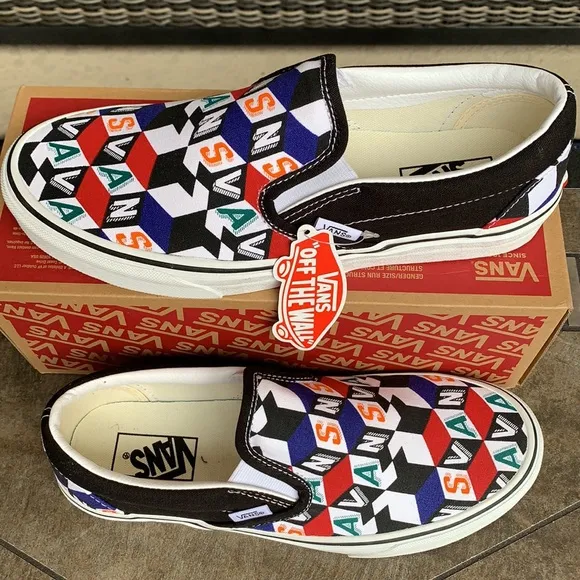 VANS CLASSIC SLIP ON CHECKER CUBE MULTI/TRWHT MENS