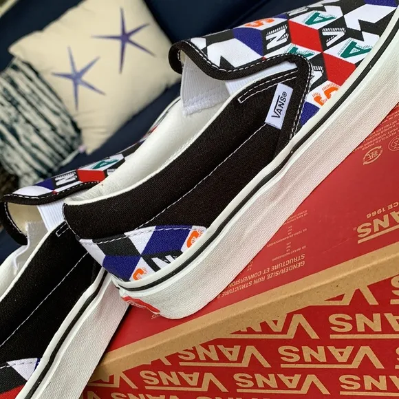 VANS CLASSIC SLIP ON CHECKER CUBE MULTI/TRWHT MENS
