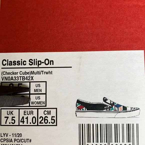 VANS CLASSIC SLIP ON CHECKER CUBE MULTI/TRWHT MENS