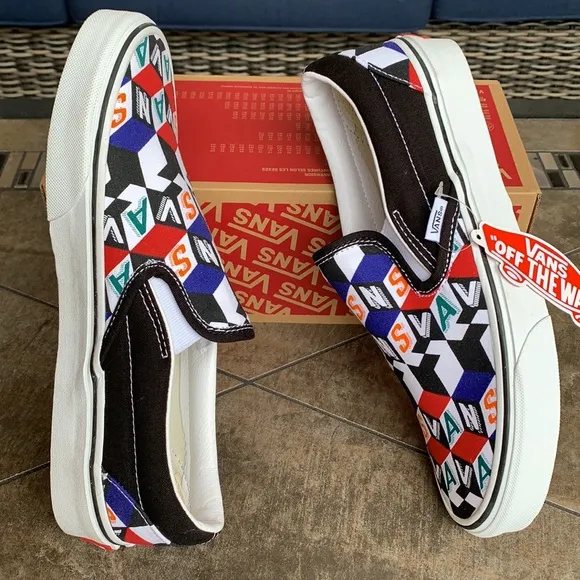 VANS CLASSIC SLIP ON CHECKER CUBE MULTI/TRWHT MENS
