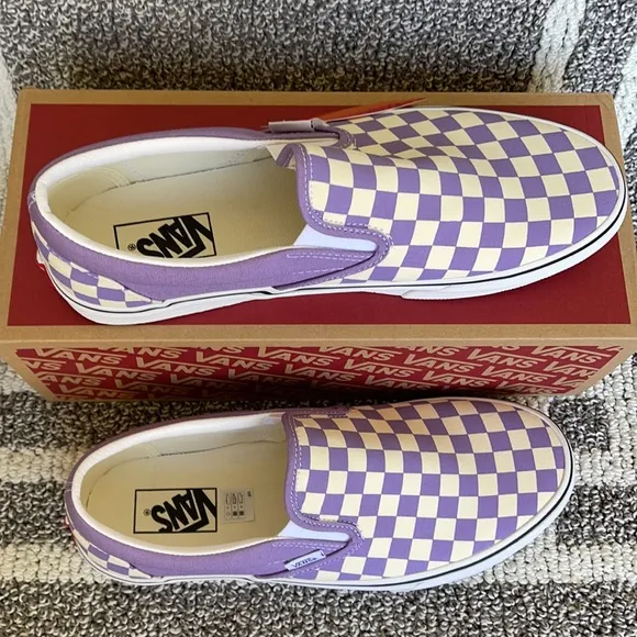 Vans Classic Slip-On Checkerboard Chalk Violet/True White MENS