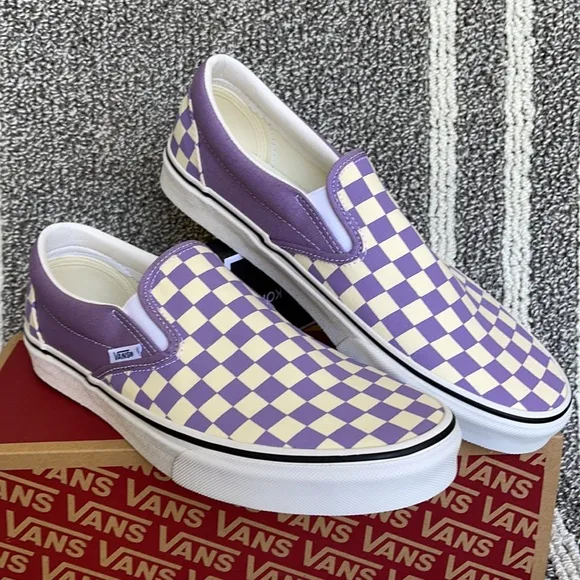 Vans Classic Slip-On Checkerboard Chalk Violet/True White MENS