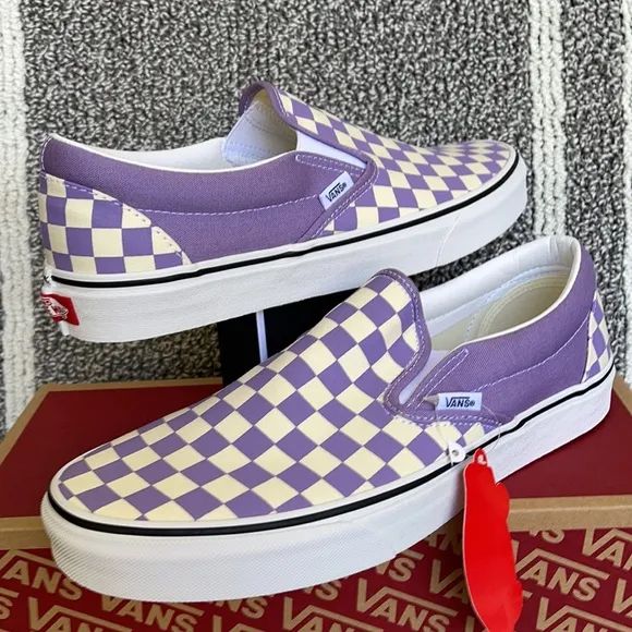Vans Classic Slip-On Checkerboard Chalk Violet/True White MENS