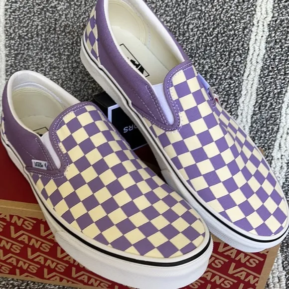 Vans Classic Slip-On Checkerboard Chalk Violet/True White MENS
