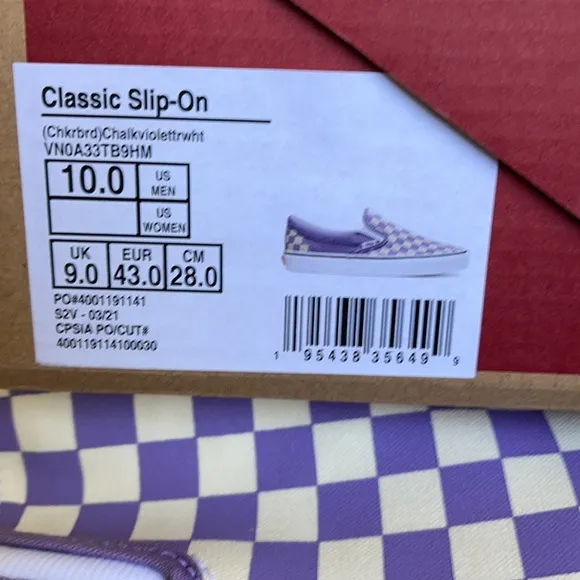 Vans Classic Slip-On Checkerboard Chalk Violet/True White MENS