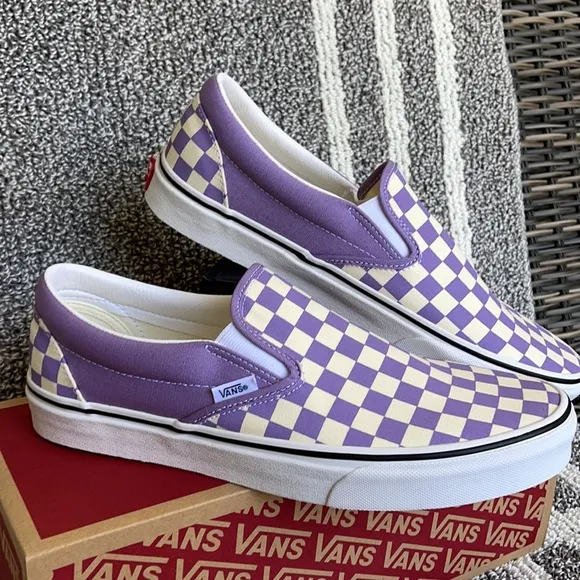 Vans Classic Slip-On Checkerboard Chalk Violet/True White MENS