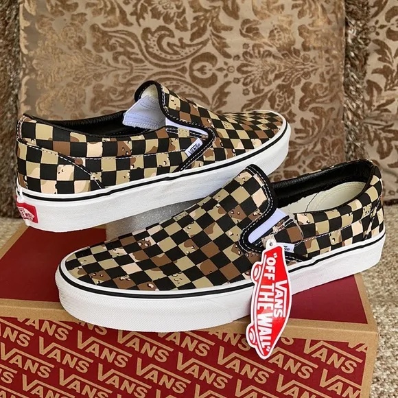 Vans Classic Slip-On Checkerboard Cmdsrt/Trwht WMN