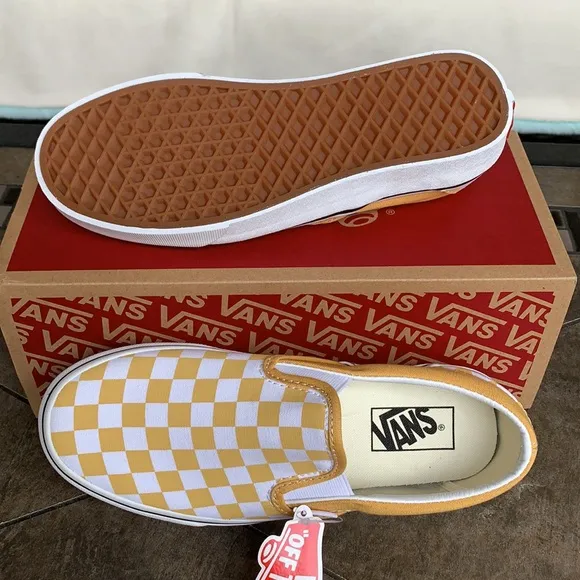 VANS CLASSIC SLIP ON CHECKERBOARD OCHRE/Trwht Men’