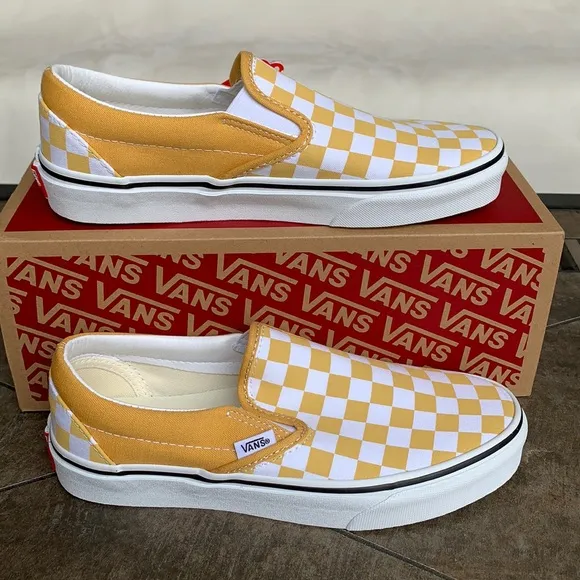 VANS CLASSIC SLIP ON CHECKERBOARD OCHRE/Trwht WMNS