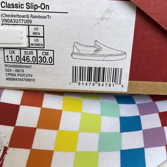 Vans Classic Slip On Checkerboard Rainbow/True White sneakers WMNS