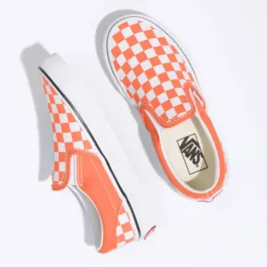 🆕Vans | Classic Slip-On Checkerboard Sneakers Melon &amp; True White Size 7 Youth