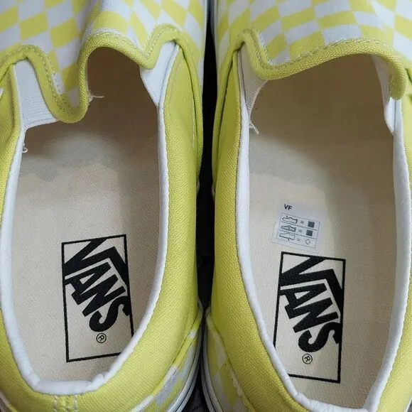 Vans Classic Slip-on Color Theory Highlighter Yellow Checker Sneakers NIB