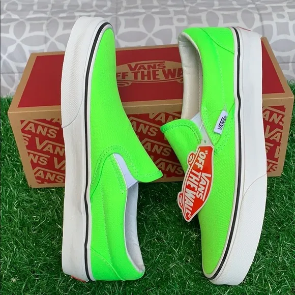 VANS CLASSIC SLIP-ON NEON GREEN GECKO/TRUE WHITE W