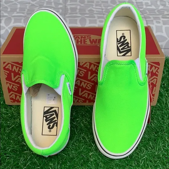 VANS CLASSIC SLIP-ON NEON GREEN GECKO/TRUE WHITE W