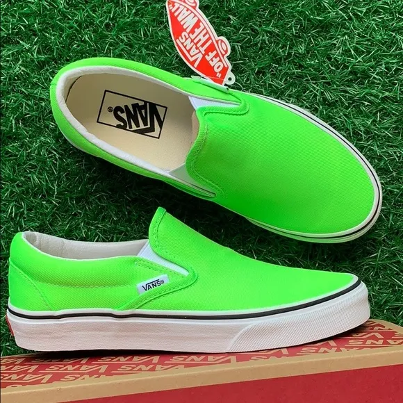 VANS CLASSIC SLIP-ON NEON GREEN GECKO/TRUE WHITE W