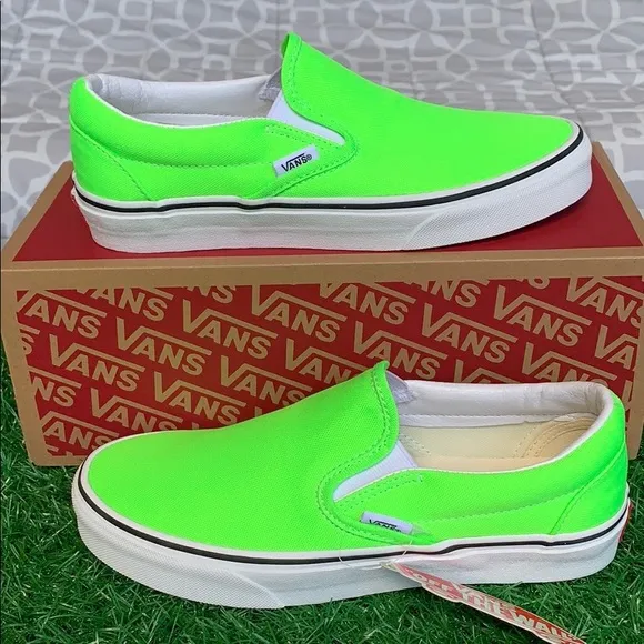 VANS CLASSIC SLIP-ON NEON GREEN GECKO/TRUE WHITE W