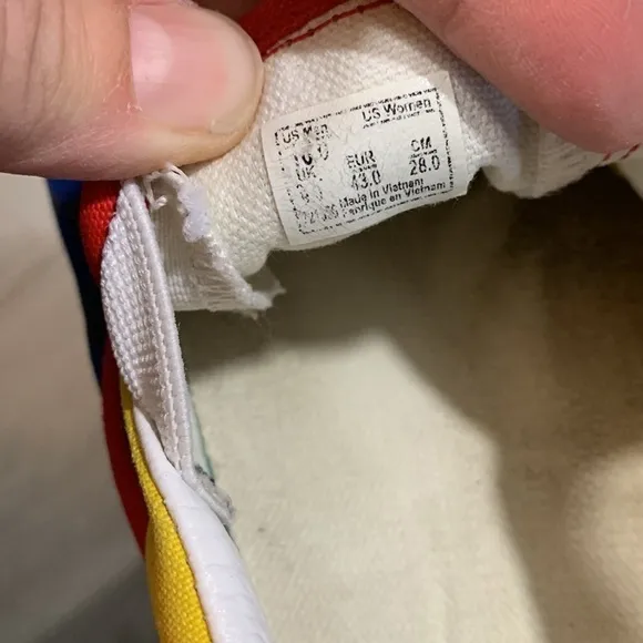 VANS Classic Slip On OTW Rally Navy Check Yellow Red Old Skool Sneakers size 10