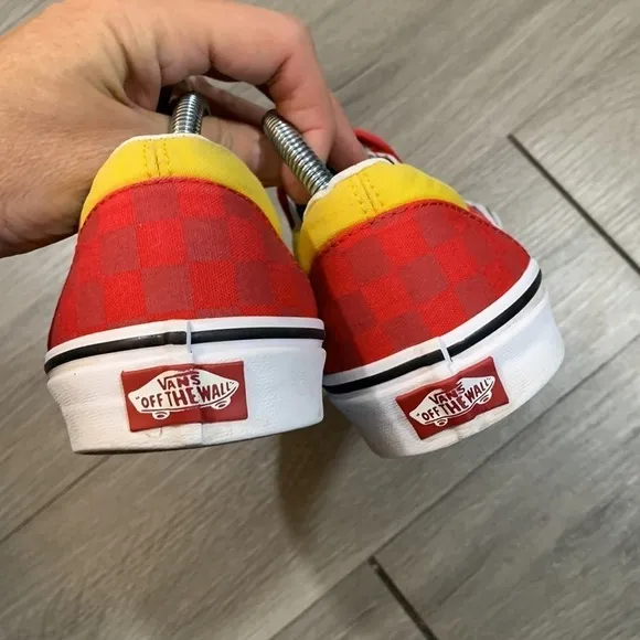VANS Classic Slip On OTW Rally Navy Check Yellow Red Old Skool Sneakers size 10