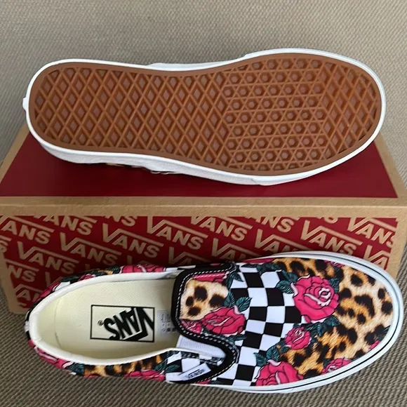Vans Classic Slip-On Rose / Animal Check True White Multi Men’s