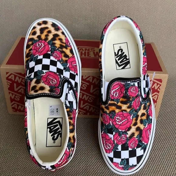 Vans Classic Slip-On Rose / Animal Check True White Multi Men’s
