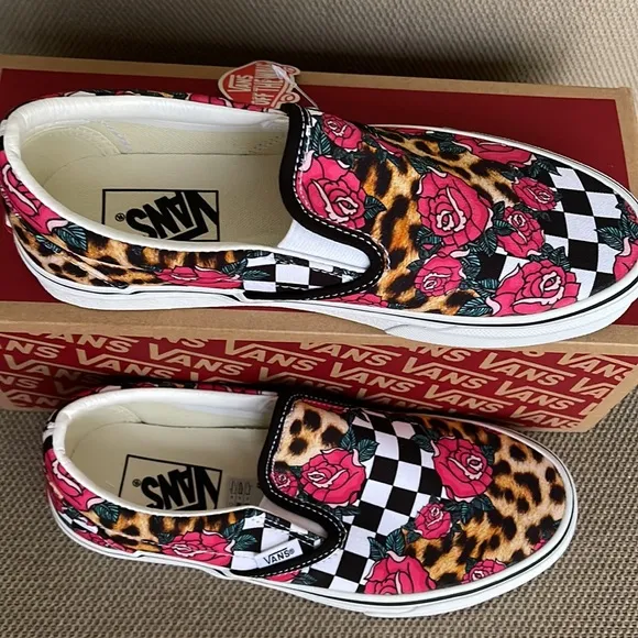 Vans Classic Slip-On Rose / Animal Check True White Multi Men’s