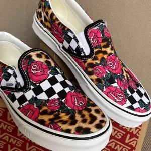 Vans Classic Slip-On Rose / Animal Check True White Multi Men’s