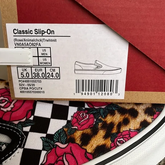 Vans Classic Slip-On Rose / Animal Check True White Multi Men’s