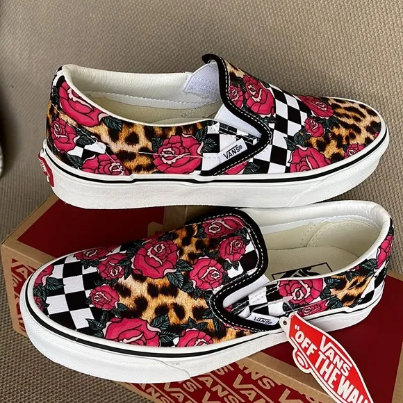 Vans Classic Slip-On Rose / Animal Check True White Multi Men’s